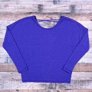 Lucy Womens Long Sleeve Top Open Back Strappy Purple Small Yoga Athletic Shirt